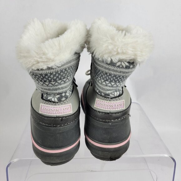 London Fog Collection Grey and Pink Toddler Girls Winter Snow Boots Sz 11 - Picture 5 of 9